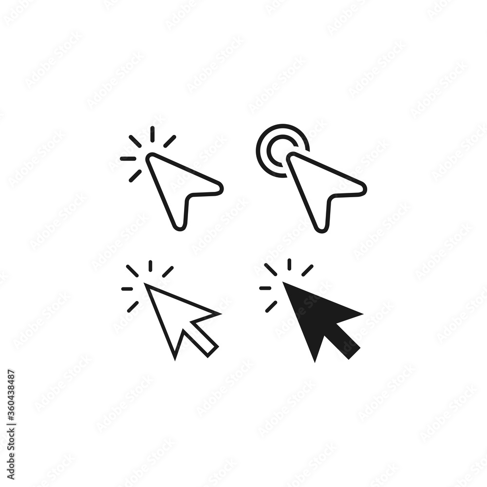 Poster cursor pointer icon vector. cursor arrow icons in a trendy flat design