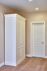 Classic wardrobe and interior door in beige interior