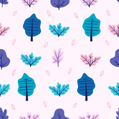 Seamless green leaf tree retro owl pattern for boys in vector