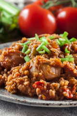 Chicken jambalaya - spicy rice with chicken a nd sausage