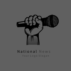 Microphone and hand vector illustration logo design