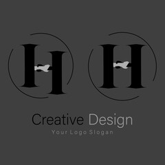 H and Hand logo design vector illustration