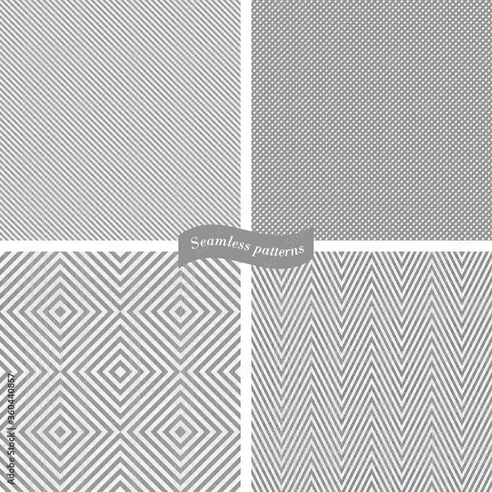 Aufkleber collection of 4 seamless tweed pattern in grey and white. seamless geometric patterns. vector illust