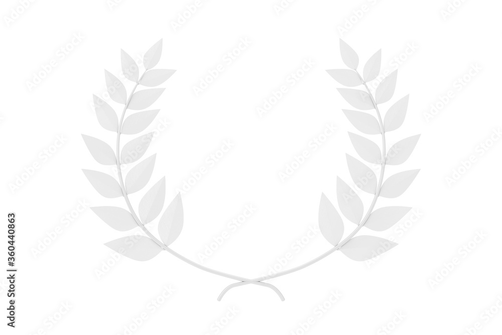 Poster white laurel wreath winner award in clay style. 3d rendering