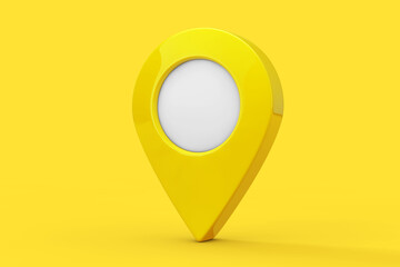 Yellow Target Map Poinet Pin in Duotone Style. 3d Rendering