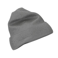 Blank Winter Gray Knitted Wool Beanie Hat Cap Mockup with Free Space for Your Design. 3d Rendering