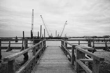 Obraz premium Warnemünder Hafen mit Schiffen und Möven