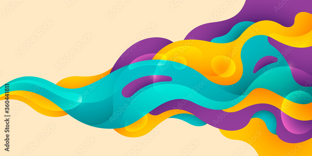 Poster abstract wavy background design in colorful modish style. vector illustration.