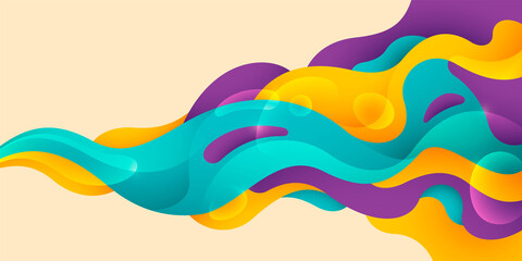 Abstract wavy background design in colorful modish style. Vector illustration.