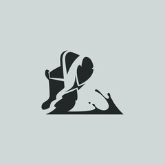 Running shoe in a mud puddle symbol on gray backdrop. Design element