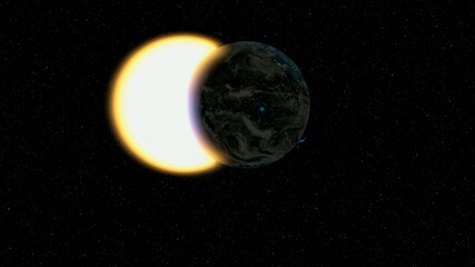 Earth covering sun lunar eclipse