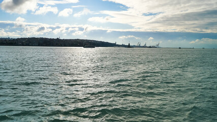 Obraz premium View of Bosphorus Strait in Istanbul, Turkey. Bosphorus strait separates the European part from the Asian part of Istanbul.