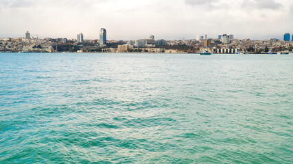 Fototapeta premium View of Bosphorus Strait in Istanbul, Turkey. Bosphorus strait separates the European part from the Asian part of Istanbul.