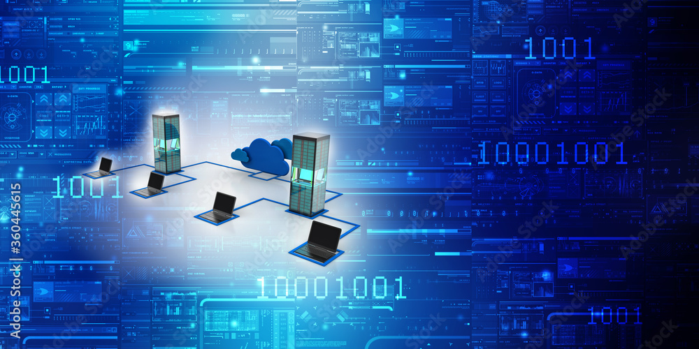 Poster 3d rendering technology computer network