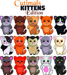 15 Different Cute Kittens all in one Pack, with the possibility to create many more cat variations. 