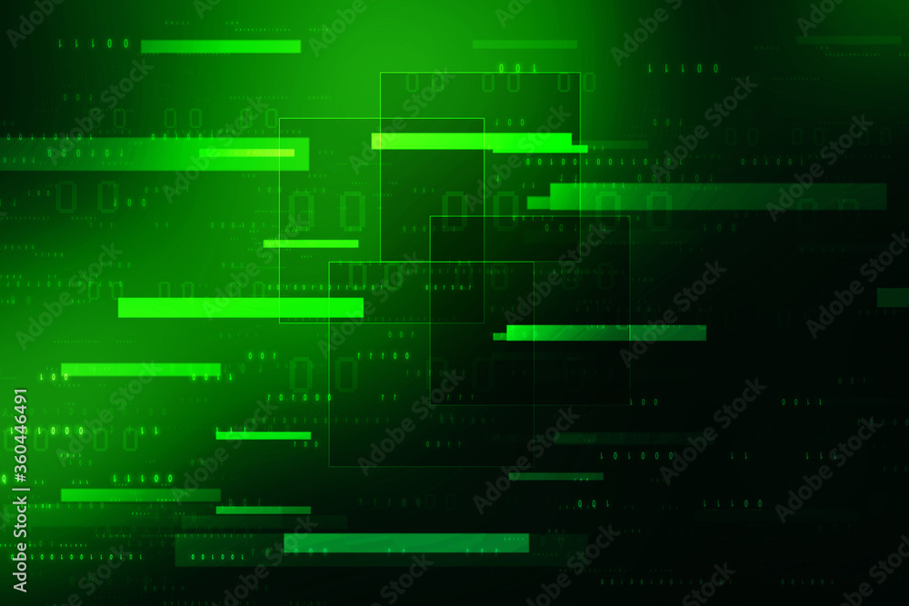 Poster 2d illustration abstract digital binary data on computer screen