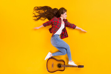 Top view above high angle flat lay flatlay lie concept of her she nice attractive cheerful girl...