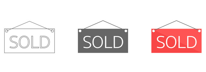 Sold out icon for your web site design, logo, app, UI. Hanging sale symbol. sold sign