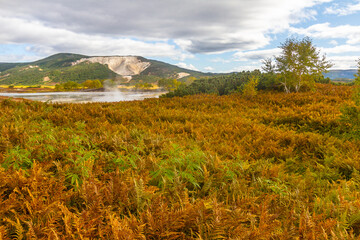 General view of the geyser valley in the afternoon