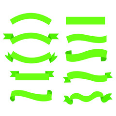Obraz premium Green banner ribbon vector set on isolated background. EPS 10.