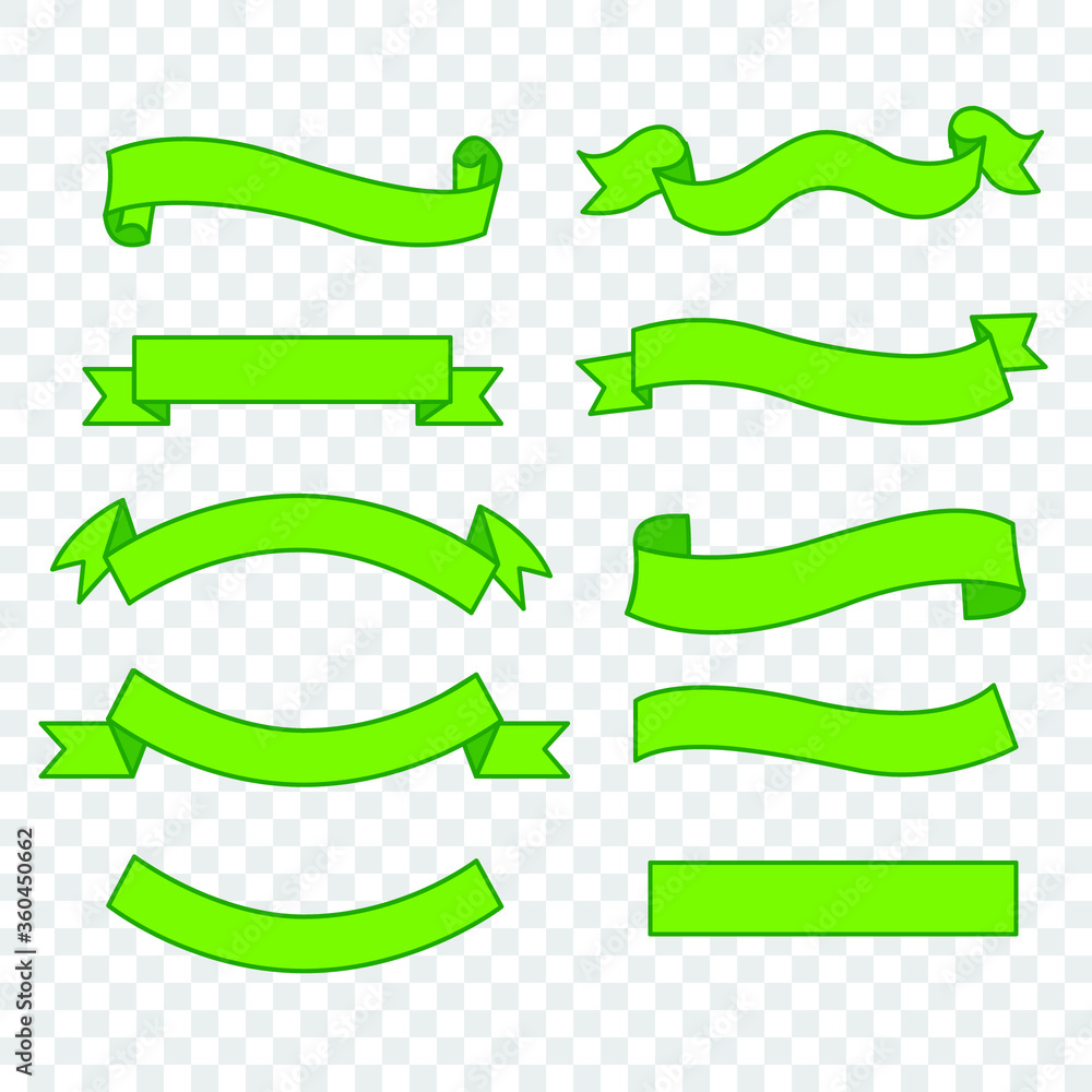 Wall mural green banner ribbon vector set on isolated background. eps 10.