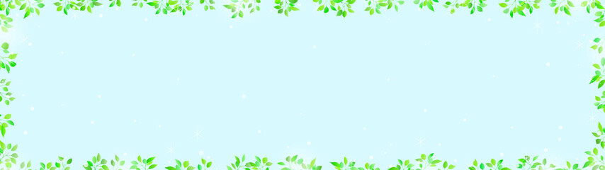 新緑の優しい木漏れ日の背景フレーム