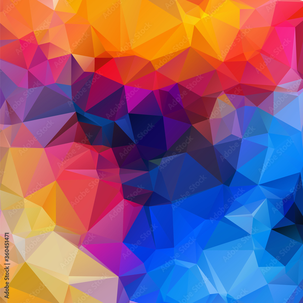 Wall mural Abstract multi colored polygon, low polygon background. Transfusion of color. All the colors of the rainbow. Multicolor.Low poly style. Geometric Pattern.