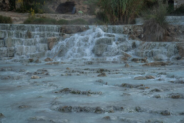 Saturnian natural spa with waterfalls and hot springs at  thermal baths in Tuscany, Italy