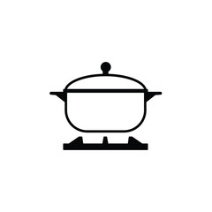 Food pot on gas stove icon vector in trendy flat style isolated on white background