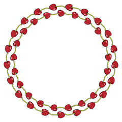 Round frame with creative cherries on white background. Vector image.