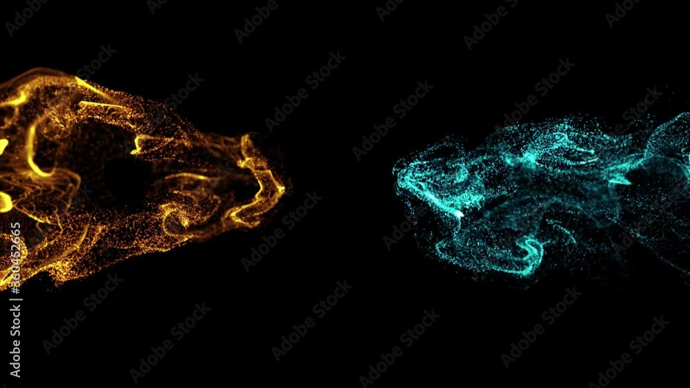 Poster 3d render of abstract fractal particles field. detailed chaotic fluid motion simulation.