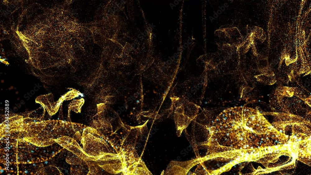 Poster 3d render of abstract fractal particles field. detailed chaotic fluid motion simulation. loop sequen