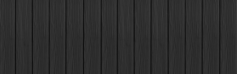 Panorama of Black wood texture background. Abstract dark wood texture on black wall. Aged wood plank texture pattern in dark tone