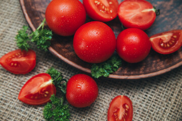 Tasty ripe red cherry tomatoes
