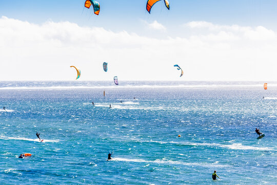 kite surfing on the sea