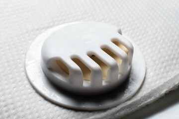 Ultra close up shot of the respirator of a N95 mask to wear for COVID 19