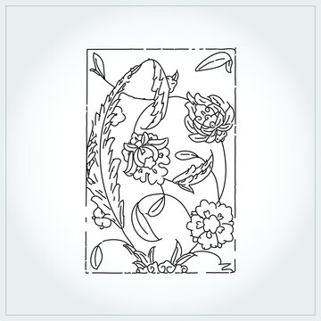 Editable Stroke Vector. Traditional Floral Ornament in Turkish Style. Oriental Illustration. Floral decorative element.