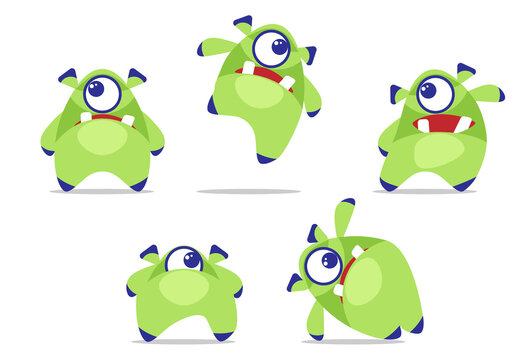 Vector illustration of cute Monster dancing.