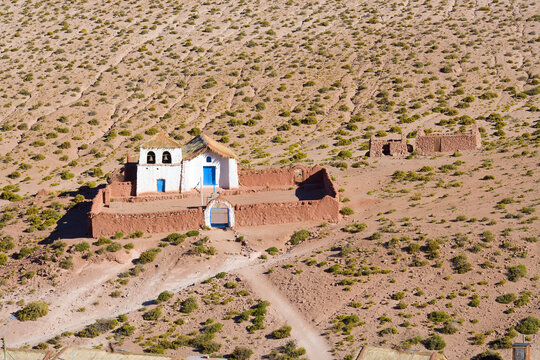 Church of a little town called Machuca, in the Chilean Altiplano, Atacama Desert, Chile, South America