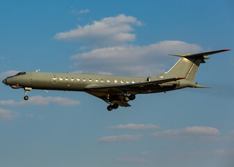 Gray plane in the sky