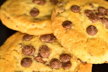 Homemade cookies with chocolate, close-up.