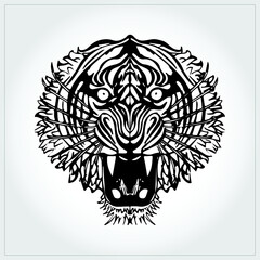 Vector Tiger Head Graphic. Tiger Face Illustration.