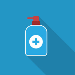 Disinfection. Hand sanitizer bottle icon, washing gel. Vector illustrationDisinfection. Hand sanitizer bottle icon, washing gel. Vector illustration