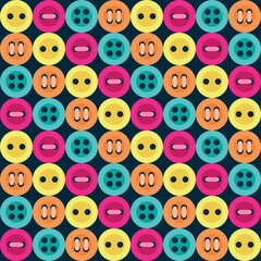 Colorful fashion buttons seamless repeat pattern. Perfect for fabric, scrapbooking, wallpaper, packaging, clothing, fashionable designs.