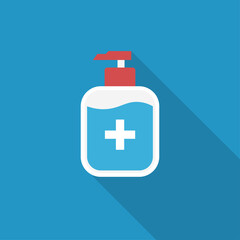 Disinfection. Hand sanitizer bottle icon, washing gel. Vector illustrationDisinfection. Hand sanitizer bottle icon, washing gel. Vector illustration
