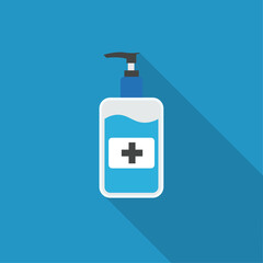 Disinfection. Hand sanitizer bottle icon, washing gel. Vector illustrationDisinfection. Hand sanitizer bottle icon, washing gel. Vector illustration