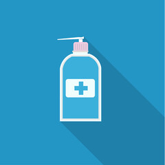 Disinfection. Hand sanitizer bottle icon, washing gel. Vector illustrationDisinfection. Hand sanitizer bottle icon, washing gel. Vector illustration