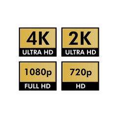 ultra HD icon set, vector illustration