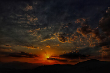 sunset in the mountains