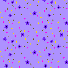 Colorful Flower Seamless Pattern in Purple